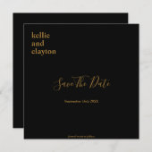 ブラックシンプルモダンタイプ結婚式の日付を保存 セーブザデート (正面/裏面)