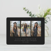 ブラックシンプルモダントリプル写真卒業 案内状 (スタンド正面)