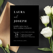 ブラックシンプルモダンミニマ結婚リスト 招待状