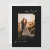 ブラックシンプルモダンメリー結婚したポートレート シーズンカード (正面)