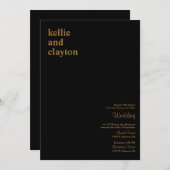 ブラックシンプルモダン結婚式招待状 招待状 (正面/裏面)