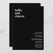 ブラックシンプルモダン結婚式招待状 招待状 (正面/裏面)