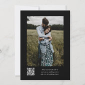 ブラックシンプルモノグラムQRコードフォト結婚ズ 招待状 (裏面)