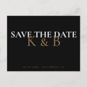 ブラックシンプルモノグラムQRコード日付の保存 ポストカード (正面)