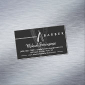ブラックシンプルロゴカミソリ理容師 マグネット名刺 (インサイチュ)