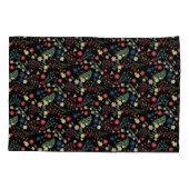 ブラックシンプルヴィンテージワイルドフラワーパターン 枕カバー (裏面)