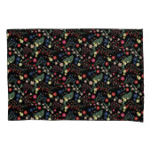 ブラックシンプルヴィンテージワイルドフラワーパターン 枕カバー (正面)