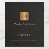 ブラックシンプル金ゴールドエレガント50歳の応援 ワインラベル (シングルラベル)