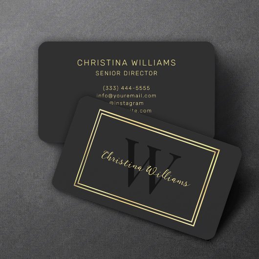 ブラックシンプル金ゴールドモダンミニマルエレガントリスト 名刺