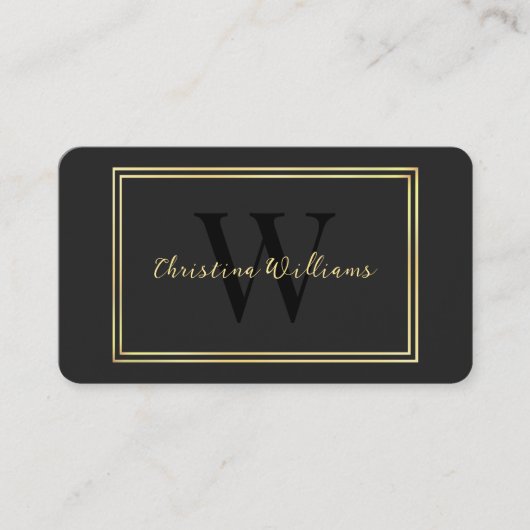 ブラックシンプル金ゴールドモダンミニマルエレガントリスト 名刺 (正面)