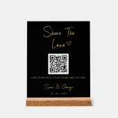 ブラックシンプル金ゴールドモダンQRコード写真の共有 アクリルサイン (正面)