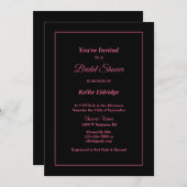 ブラックシンプル額縁ブライダルシャワー招待 招待状 (正面/裏面)