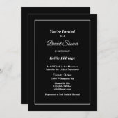 ブラックシンプル額縁ブライダルシャワー招待 招待状 (正面/裏面)