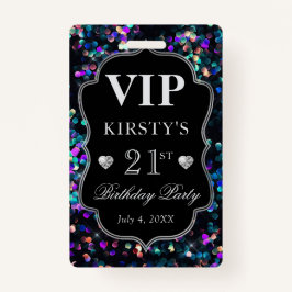 ブラックシークイングリッターヴィンテージフレーム誕生日VIP バッジ