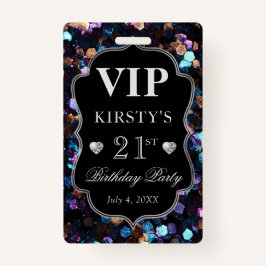 ブラックシークイングリッターヴィンテージフレーム誕生日VIP バッジ