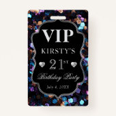 ブラックシークイングリッターヴィンテージフレーム誕生日VIP バッジ (裏面)
