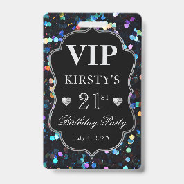 ブラックシークイングリッターヴィンテージフレーム誕生日VIP バッジ