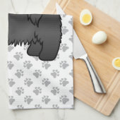 ブラックシーズー(犬)Tzuかわいい漫画の犬のイラストレーション キッチンタオル (四つ折り)