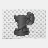 ブラックシーズー(犬)Tzuかわいい漫画の犬のイラストレーション キッチンタオル (横)