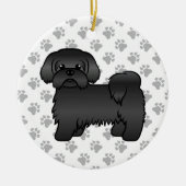 ブラックシーズー（犬）Tzuかわいい漫画の犬のイラストレーション セラミックオーナメント (正面)