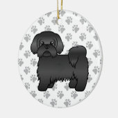 ブラックシーズー（犬）Tzuかわいい漫画の犬のイラストレーション セラミックオーナメント (左)