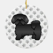 ブラックシーズー（犬）Tzuかわいい漫画の犬のイラストレーション セラミックオーナメント (裏面)