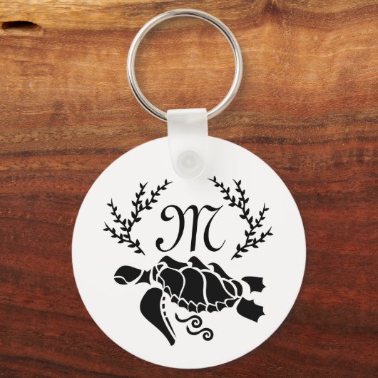 ブラックシータートルシルエットサイドビュー キーホルダー (正面)