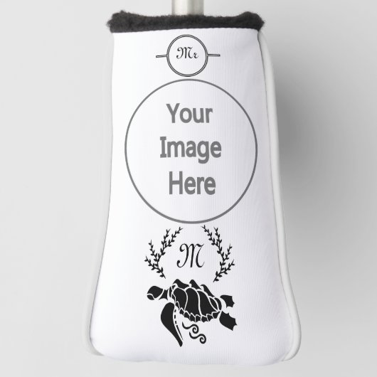 ブラックシータートルシルエットサイドビュー ゴルフヘッドカバー (回転90)