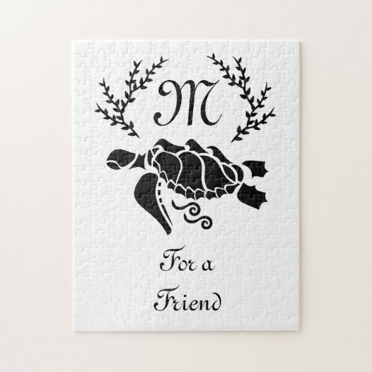 ブラックシータートルシルエットサイドビュー ジグソーパズル (縦)