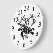ブラックシータートルシルエットサイドビュー ラージ壁時計 (傾斜)