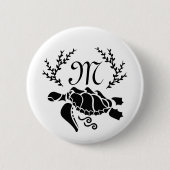 ブラックシータートルシルエットサイドビュー 缶バッジ (正面)