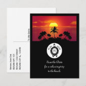 ブラックシータートルシルエットダイヤモンドモノグラム インビテーションポストカード (正面/裏面)