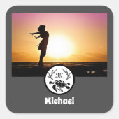 ブラックシータートルシルエットフォトモノグラム スクエアシール (正面)