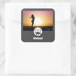 ブラックシータートルシルエットフォトモノグラム スクエアシール