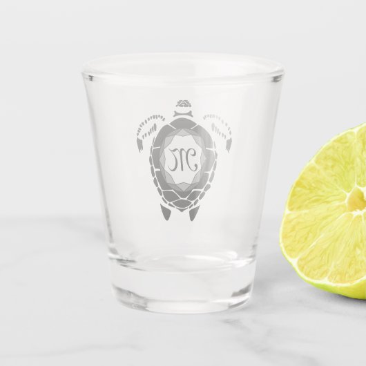ブラックシータートルシルエットモノグラカスタマイズム ショットグラス (裏面)