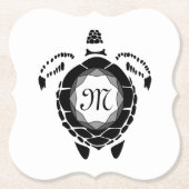 ブラックシータートルシルエットモノグラカスタマイズム ペーパーコースター (正面)