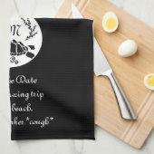 ブラックシータートルシルエットモノグラム写真 キッチンタオル (四つ折り)