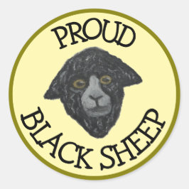 ブラックシープイエローグリーンステッカー ラウンドシール