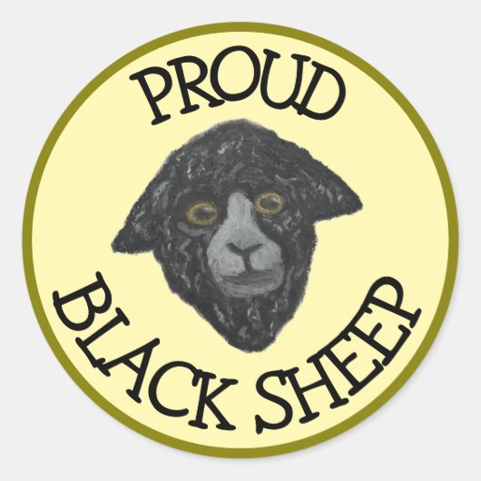 ブラックシープイエローグリーンステッカー ラウンドシール (正面)