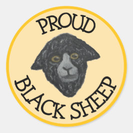 ブラックシープイエローステッカー ラウンドシール