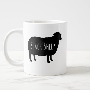 ブラックシープシルエットとカスタム文字 ジャンボコーヒーマグカップ