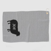 ブラックシープシルエットカスタム文字 ゴルフタオル (横)