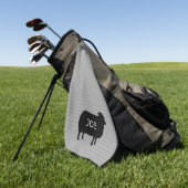 ブラックシープシルエットカスタム文字 ゴルフタオル (グリーン)