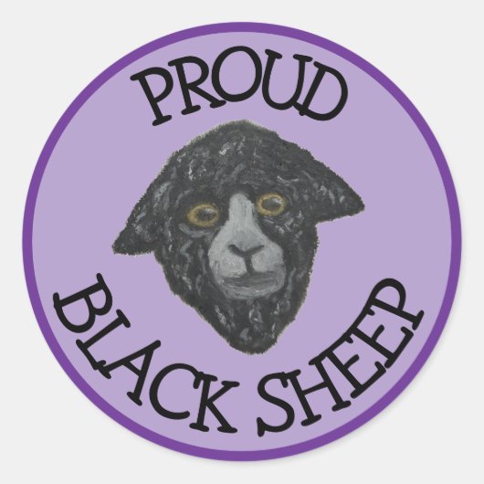 ブラックシープパープルステッカー ラウンドシール (正面)