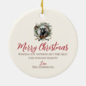 ブラックシープファーム動物クリスマスピネコンリース セラミックオーナメント (裏面)