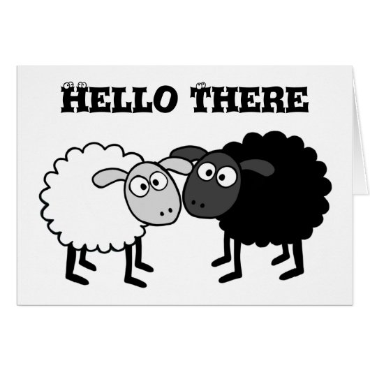ブラックシープホワイトシープグリーティングカード (正面横)