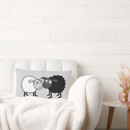 ブラックシープホワイトシープ装飾用クッション ランバークッション