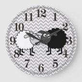 ブラックシープ ホワイトシープ ラウンド (大型) ウォールクロック (正面)