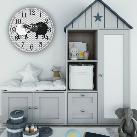 ブラックシープ ホワイトシープ ラウンド (大型) ウォールクロック