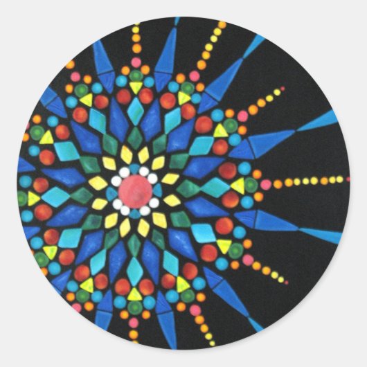 ブラックシールに明るい宝石モザイク ラウンドシール (正面)